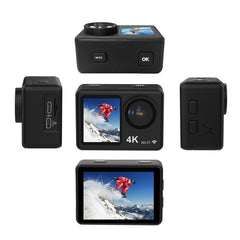 Robust 4K 60FPS 24MP WiFi Sports Cam - 170° Wide, Dual Screen, Anti-Shake, 30M Waterproof Dive Kit