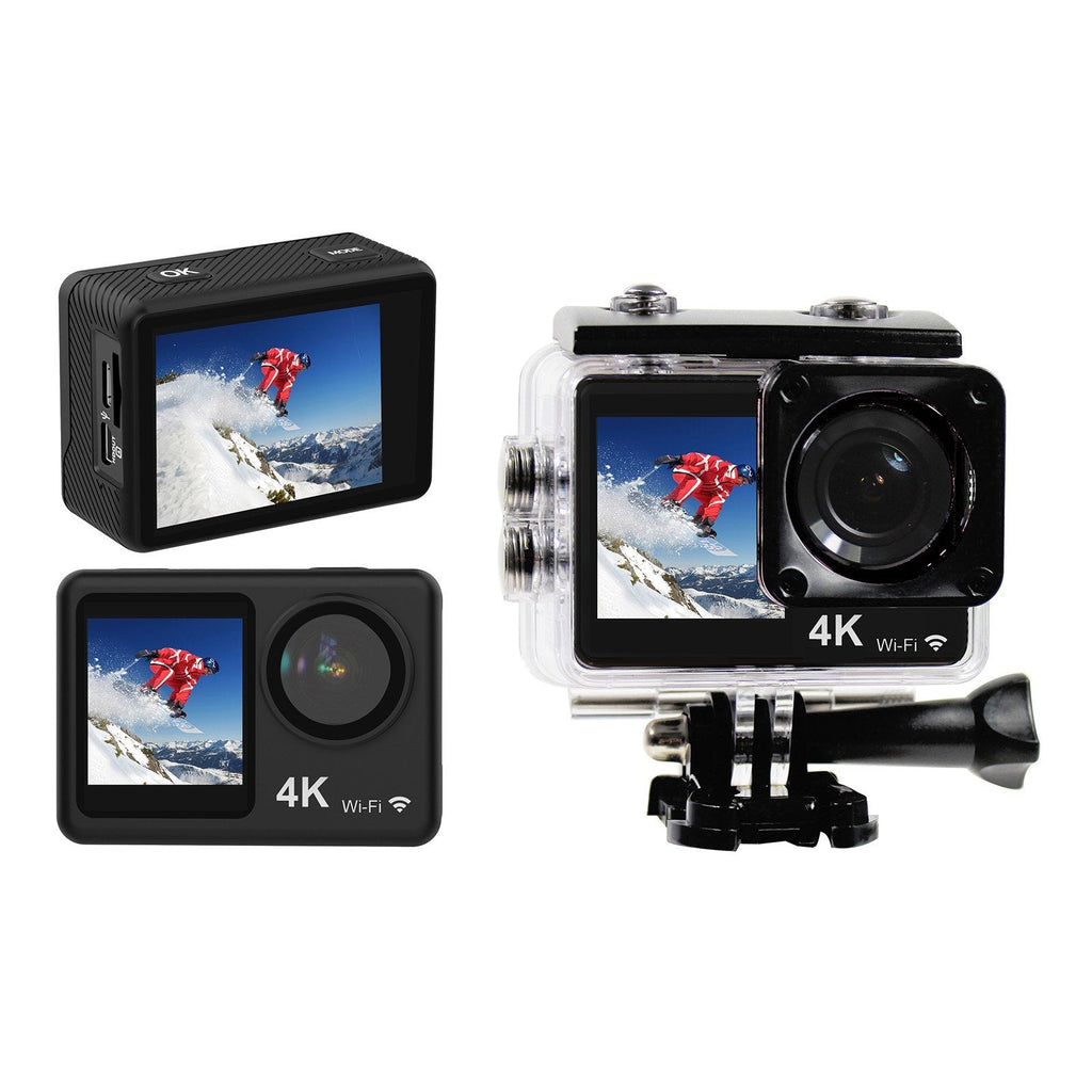 Robust 4K 60FPS 24MP WiFi Sports Cam - 170° Wide, Dual Screen, Anti-Shake, 30M Waterproof Dive Kit