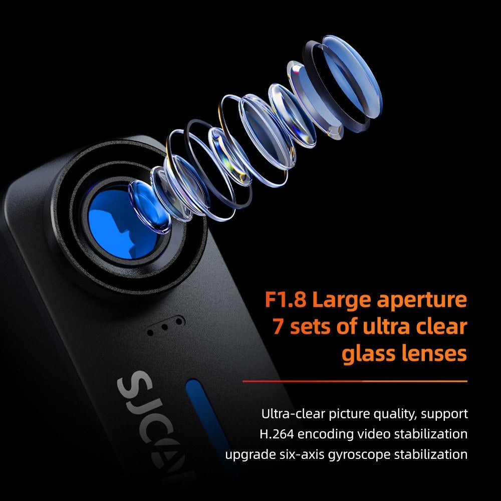 Stable 4K 30FPS WiFi Sports Cam - 170° Wide, Distortion Correct, 6-Axis Gyro, IP65 Waterproof