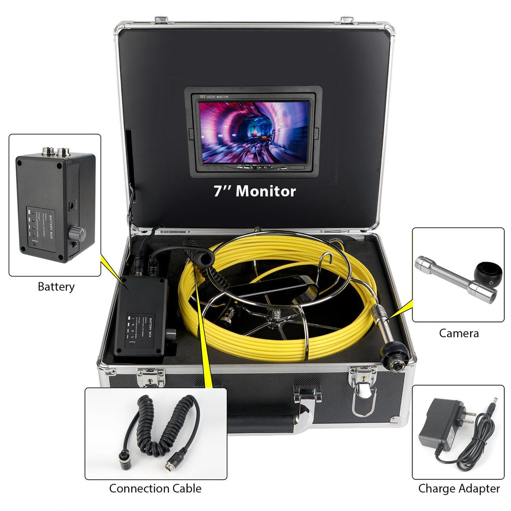 Sewer Camera Pipeline Inspection Camera with 7 Inch Monitor Aluminum Alloy Carrying Case