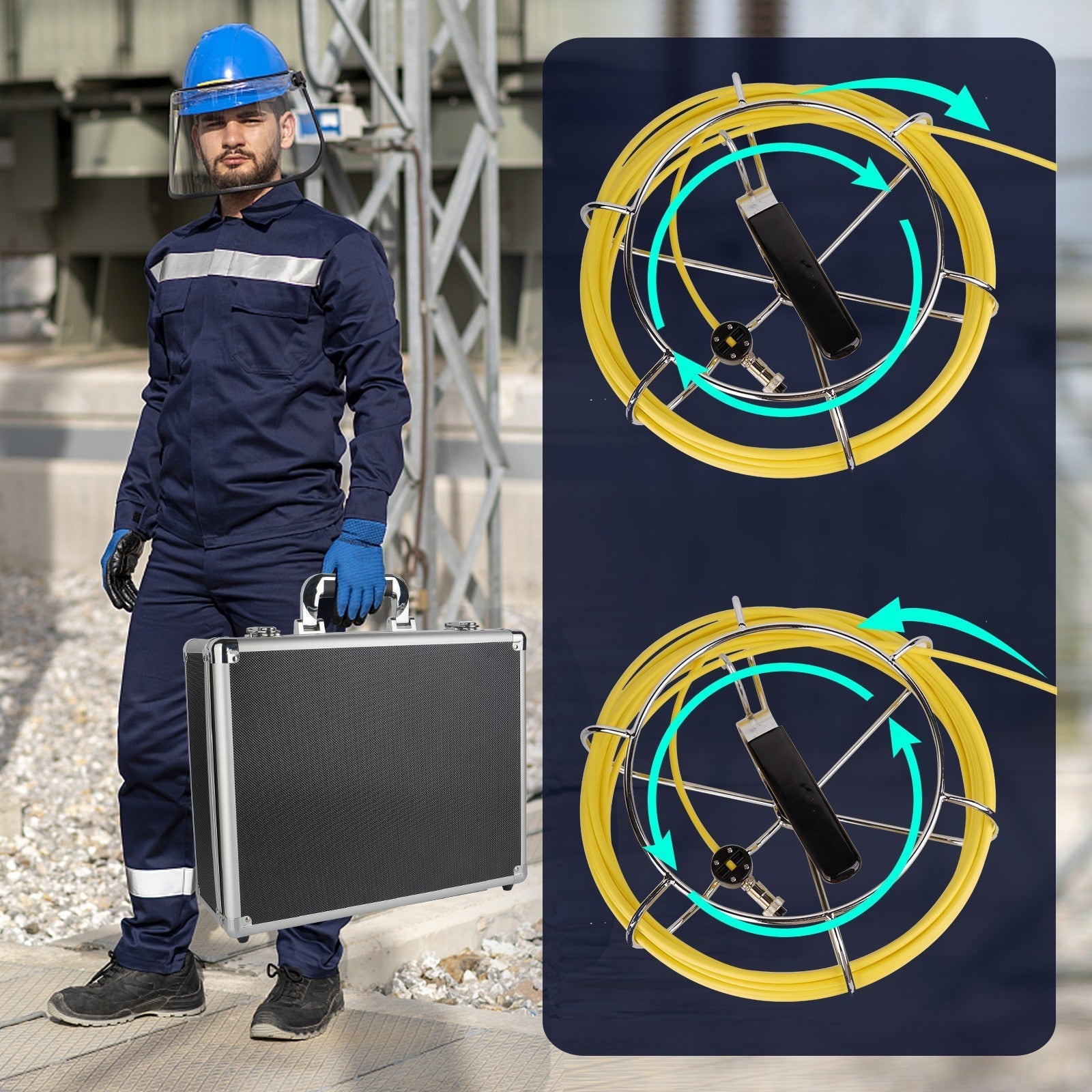 Sewer Camera Pipeline Inspection Camera with 7 Inch Monitor Aluminum Alloy Carrying Case