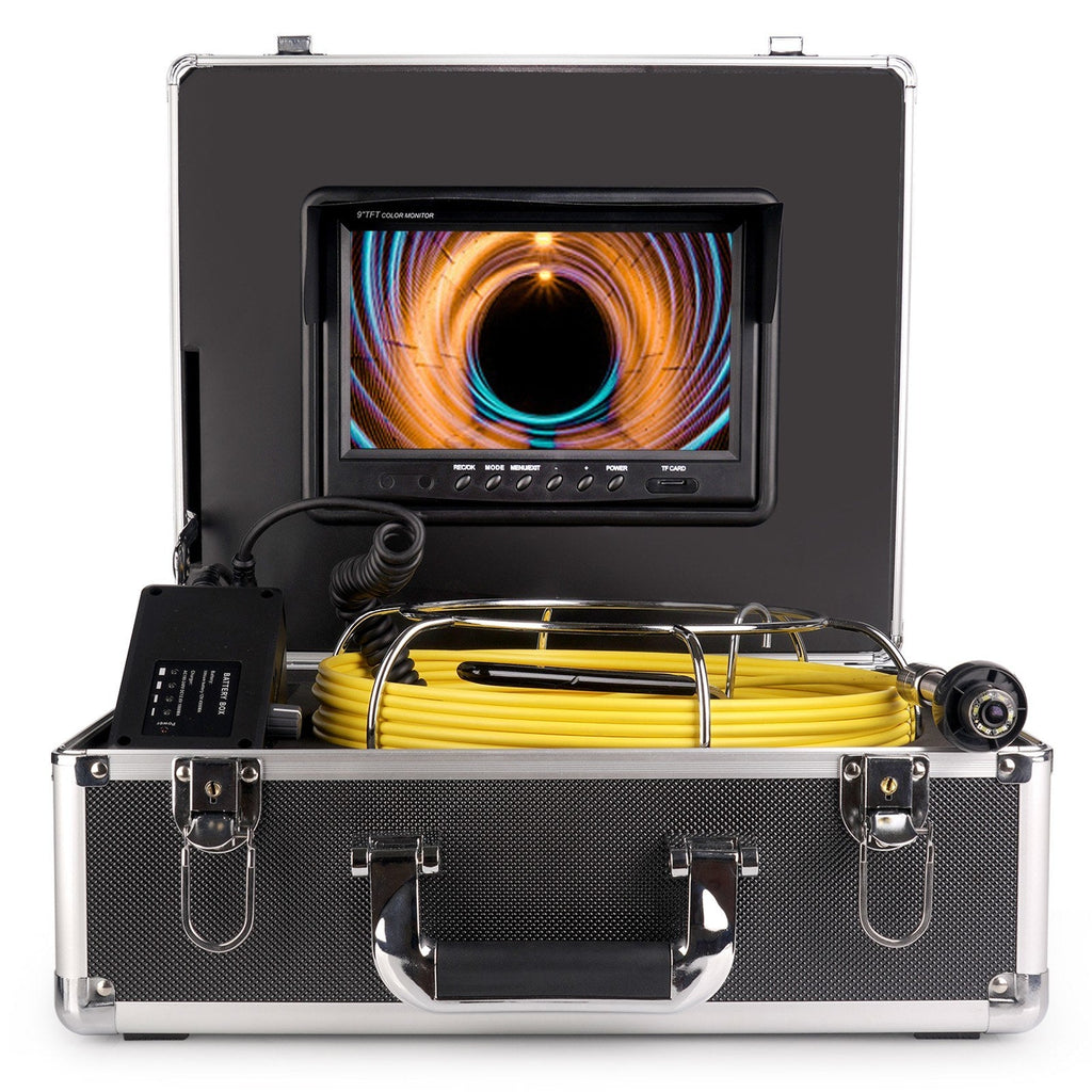 Sewer Camera Pipeline Inspection Camera with 9 Inch Monitor Aluminum Carrying Case