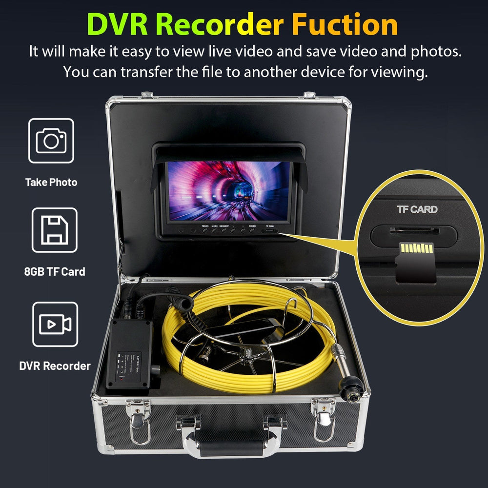 Sewer Camera Pipeline Inspection Camera with 9 Inch Monitor Aluminum Carrying Case