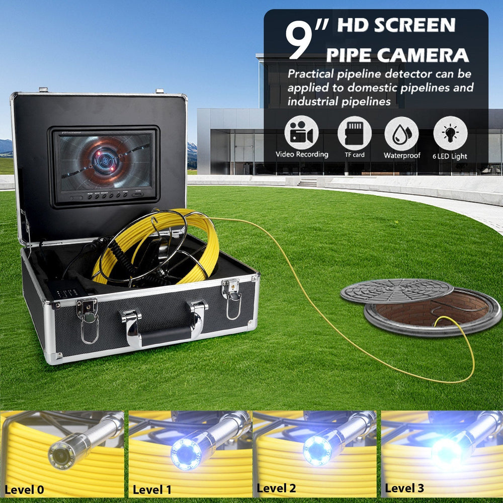 Sewer Camera Pipeline Inspection Camera with 9 Inch Monitor Aluminum Carrying Case
