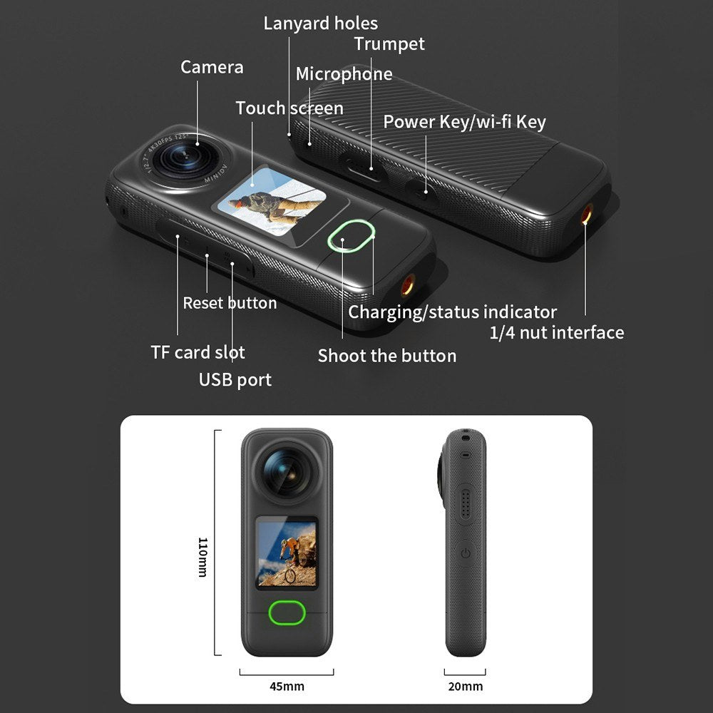 Extreme 4K WiFi Sports Cam - 1.4" Touch, 150° Wide, Anti-Shake, IPX6 Waterproof for Outdoor Action