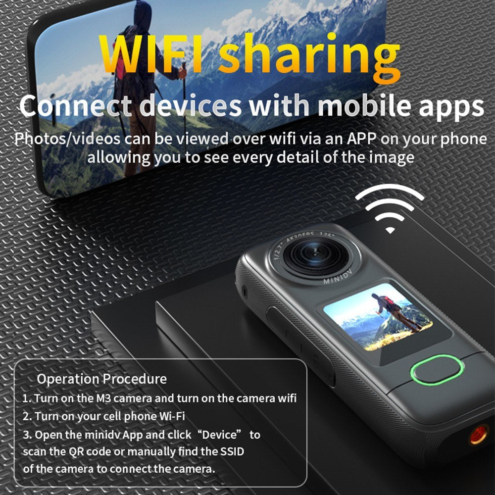 Extreme 4K WiFi Sports Cam - 1.4" Touch, 150° Wide, Anti-Shake, IPX6 Waterproof for Outdoor Action