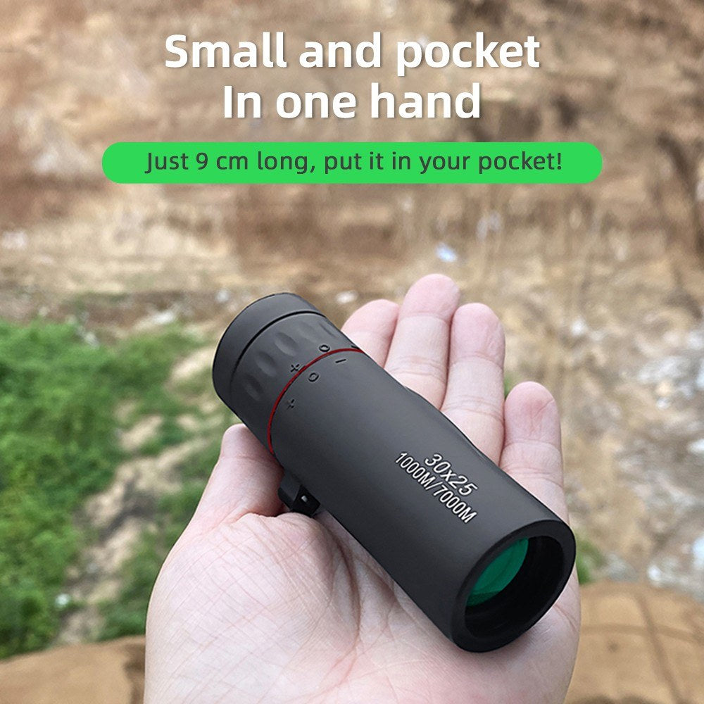 30x25 Mini Monocular Pocket Prime Monocular Handheld Telescope with Carrying Bag for Hiking Camping Wildlife Observation Moon Sports Game Concert Watching