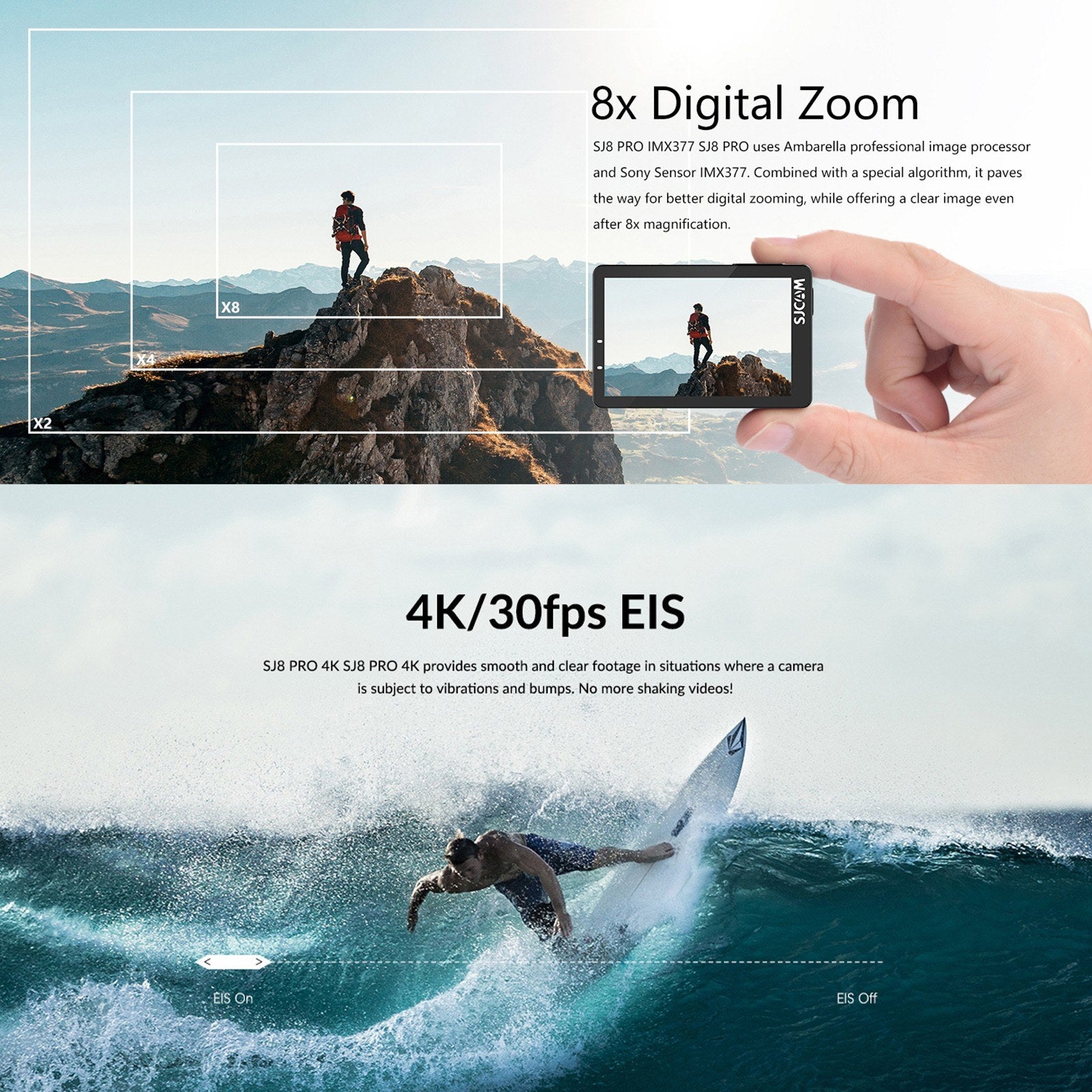 Fast 4K 60FPS 5G WiFi Action Cam - EIS Anti-Shake, 2.33" Touch, 170° Wide, 8X Zoom, Waterproof