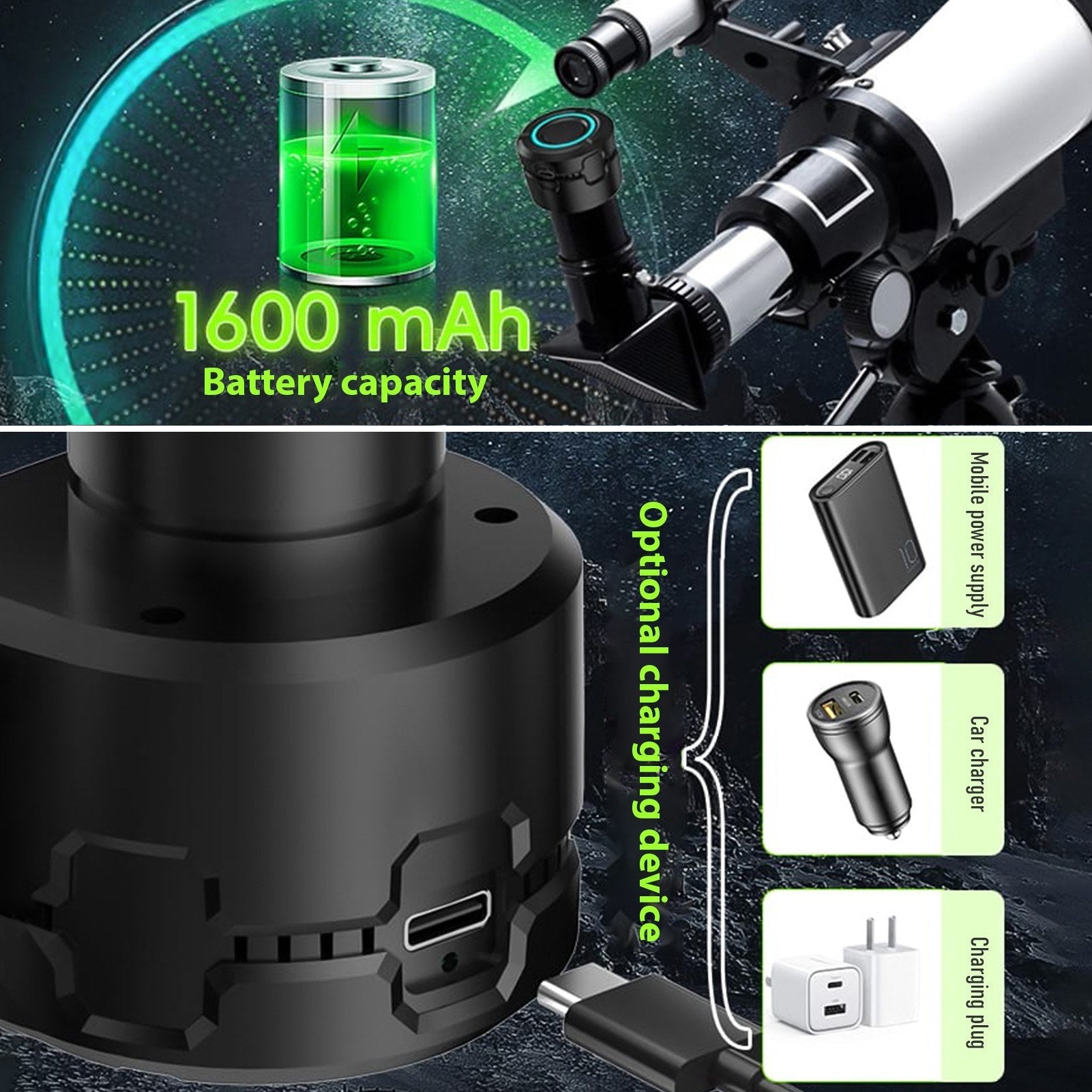 Wireless WiFi Digital Eyepiece for Telescope Camera 4K Video Recording Photo Taking Built-in Battery Electronic Eyepiece for 1.25 inch Telescope