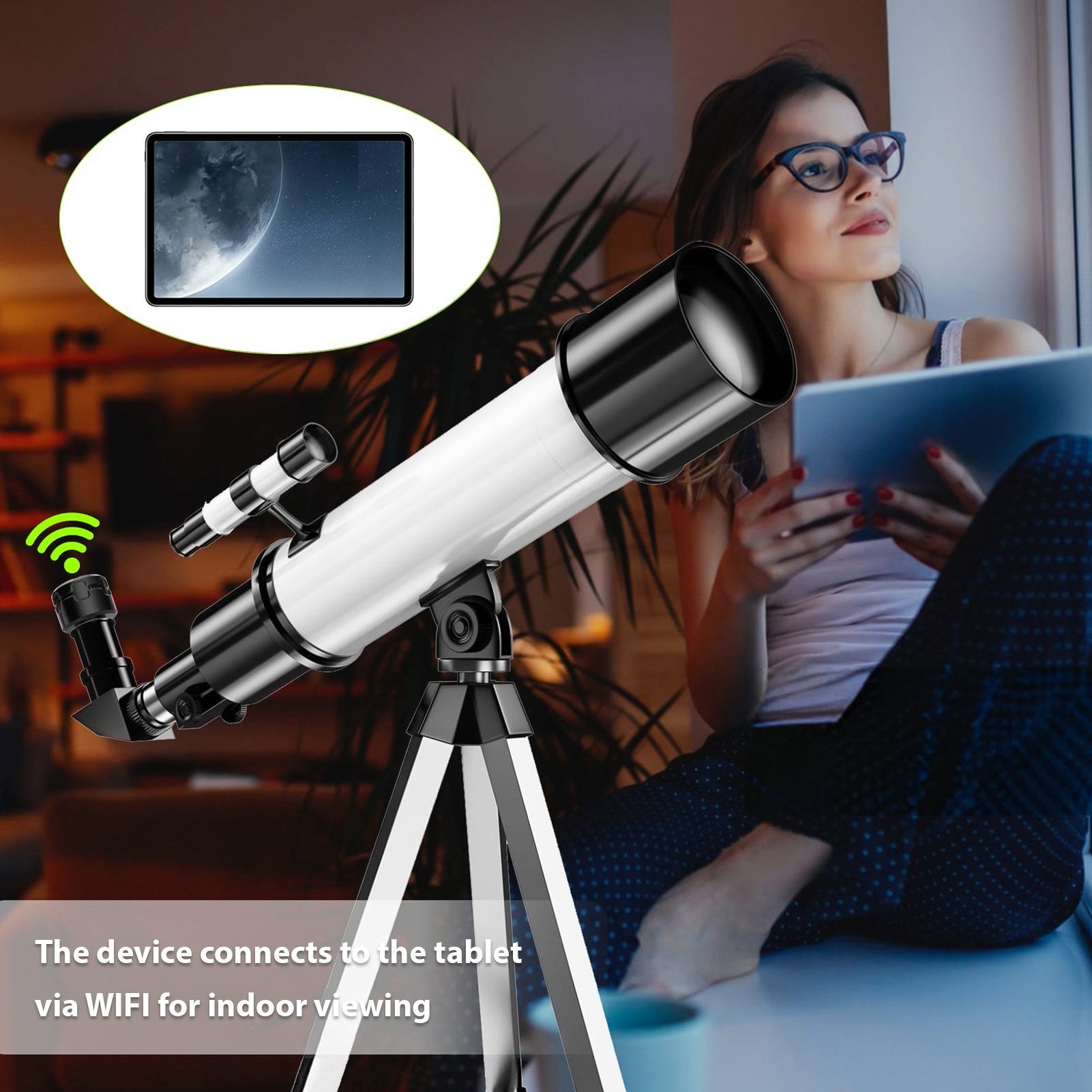 Wireless WiFi Digital Eyepiece for Telescope Camera 4K Video Recording Photo Taking Built-in Battery Electronic Eyepiece for 1.25 inch Telescope