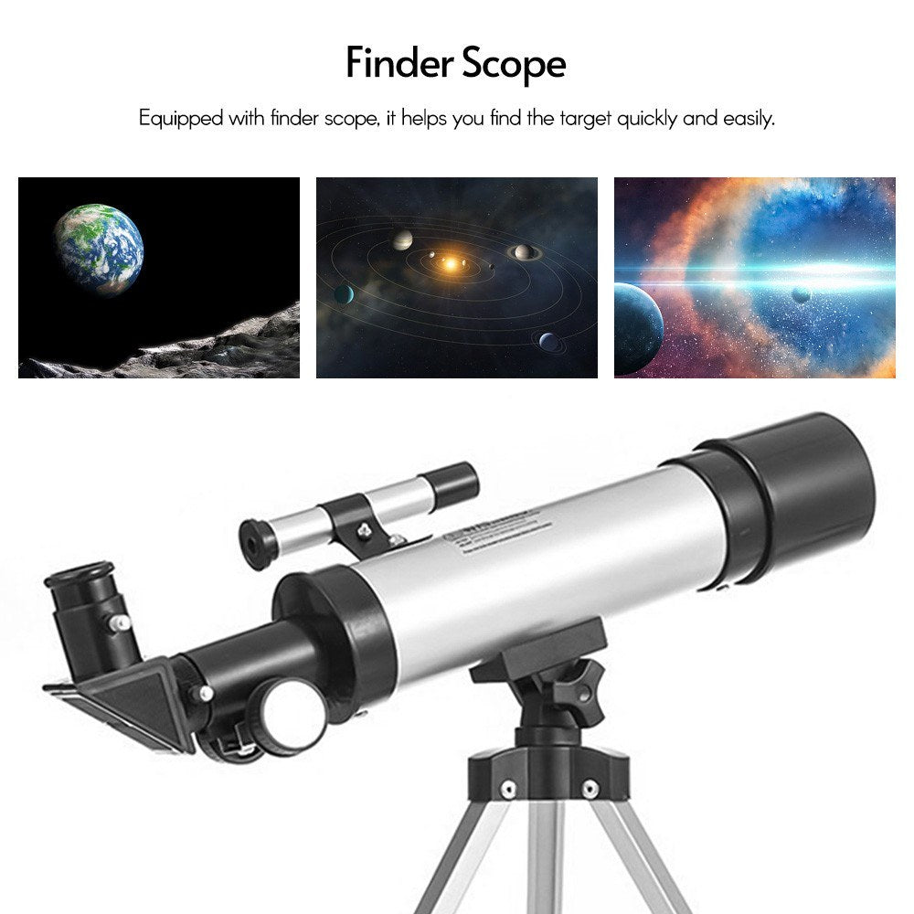 Astronomical Telescope Compact Portable Telescope of 90X Magnification - with Finder Scope Adjustable Tripod for Kids Beginners