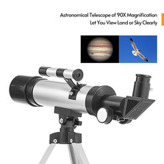 Astronomical Telescope Compact Portable Telescope of 90X Magnification - with Finder Scope Adjustable Tripod for Kids Beginners