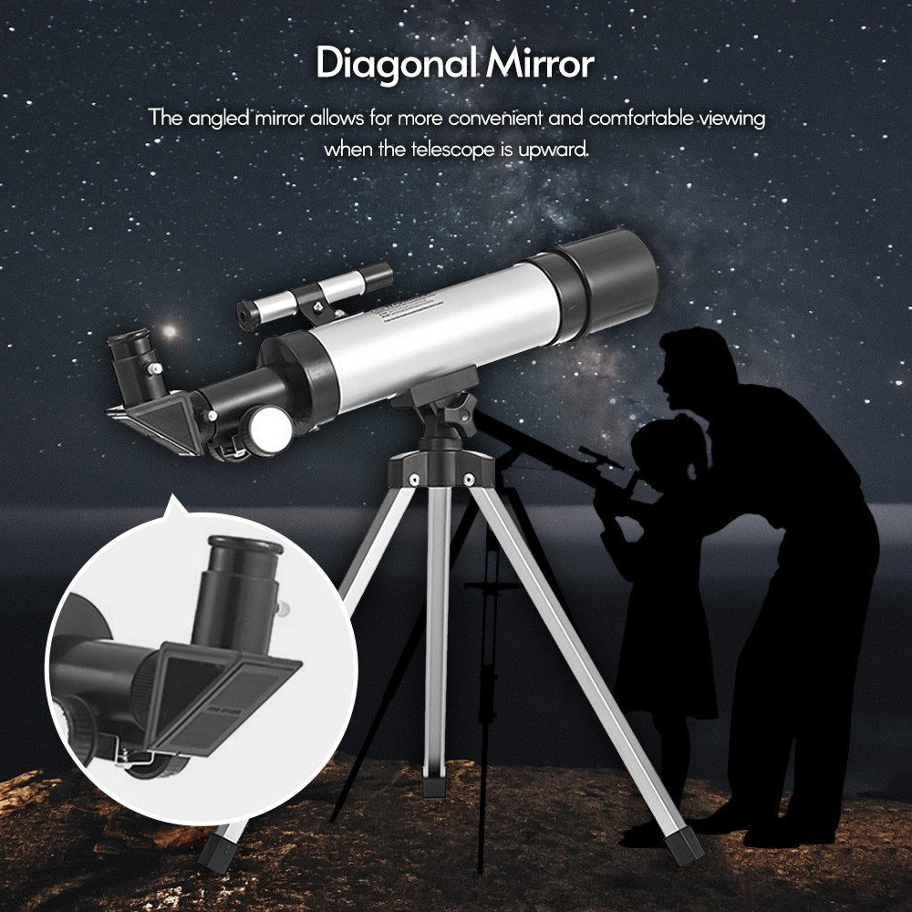 Astronomical Telescope Compact Portable Telescope of 90X Magnification - with Finder Scope Adjustable Tripod for Kids Beginners