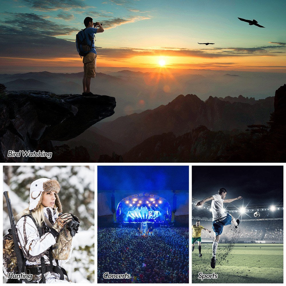 60x60 Binoculars Compact Waterproof Binocular Telescope - with Low Light Night Vision Carrying Bag Lanyard Cleaning Cloth for Concert Sports Events Wildlife Bird Watching