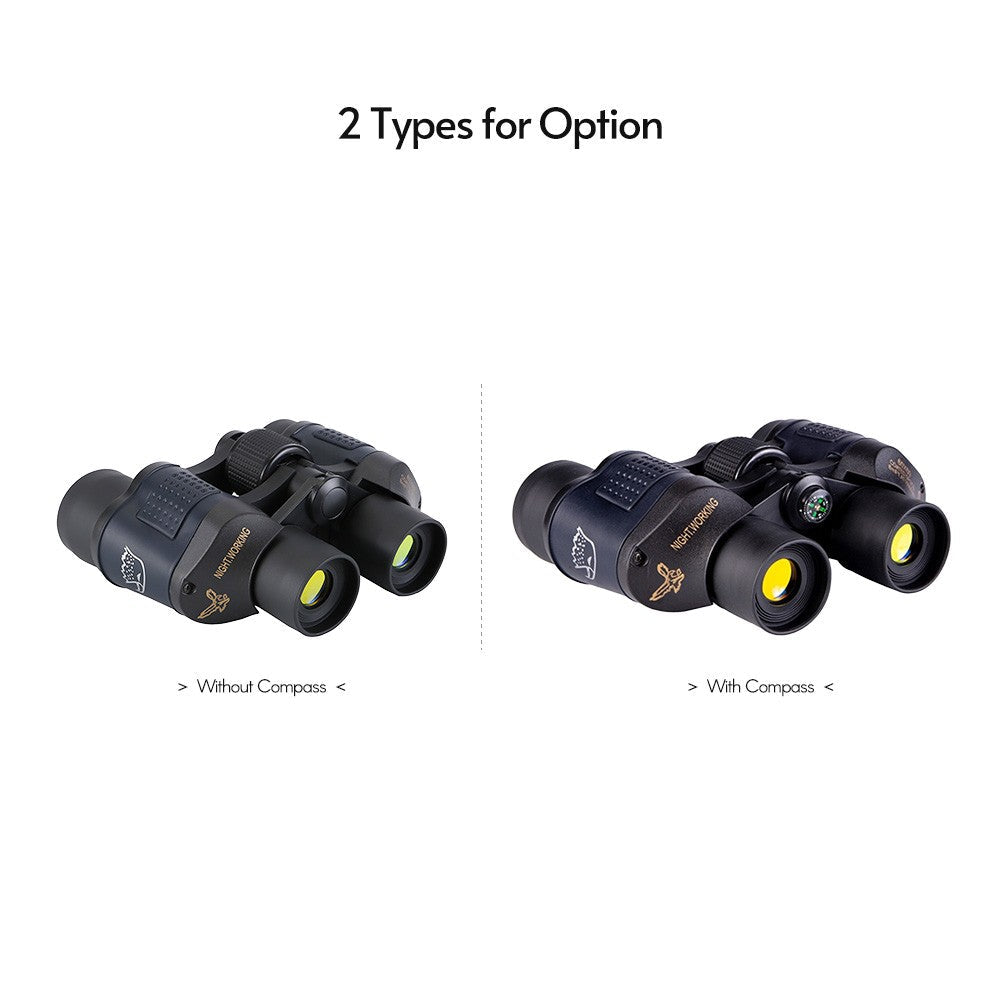60x60 Binoculars Compact Waterproof Binocular Telescope - with Low Light Night Vision Carrying Bag Lanyard Cleaning Cloth for Concert Sports Events Wildlife Bird Watching