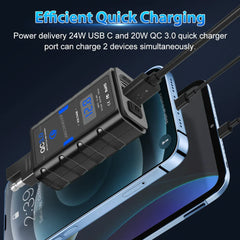6.8A QC3.0 Waterproof Motorcycle USB Charger - Dual Ports, Quick Charge, LED Voltmeter, SAE Extension Cord Included