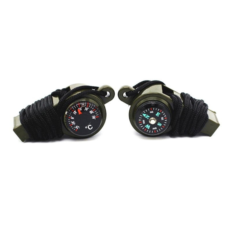 1Pcs Outdoor Whistle Compass Thermometer 3 In 1 Camping Hiking Accessory Multi-Functional Survival Tools Nylon Neck Rope Compass
