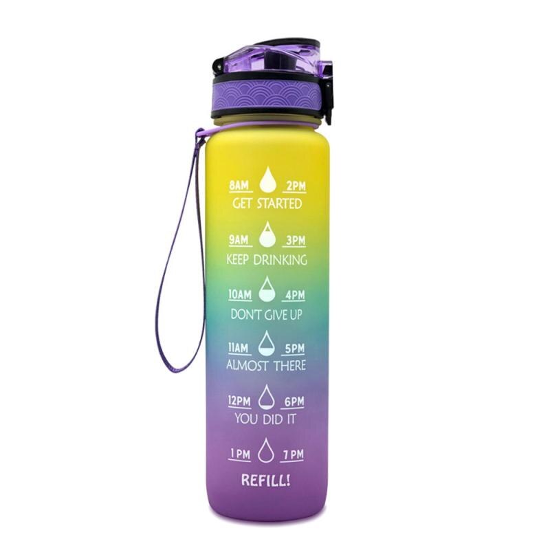 1000ML Portable Leakproof Cup Bottle Sports Plastic Cup BPA Free Bottle Space Cup Climbing Camping Water Bottle With Time Marker