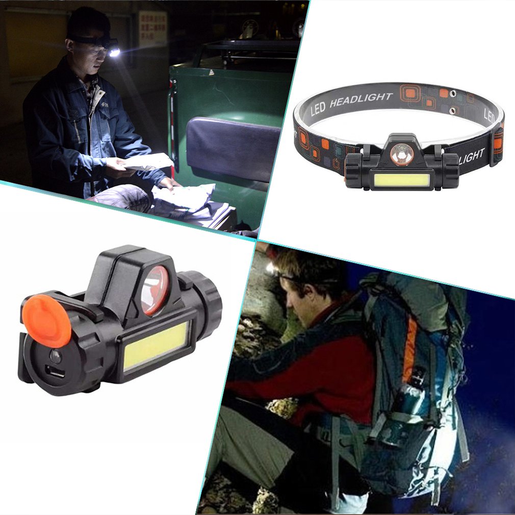 COB Waterproof LED Headlight Work Light 2 Light Modes Built-in Magnetic Headlight with 18650 Battery for Fishing Camping
