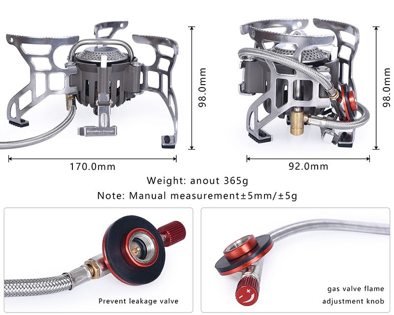 Outdoor Camping Folding Gas Stove with Lgniter Portable Foldable Aluminum Alloy Cooker 3500W