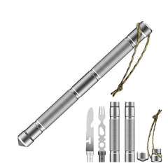 Outdoor Multifunctional Tools Self-defense Stick Opener Survival Fork Car Tableware Knife Camping Wild Tool Set Compass