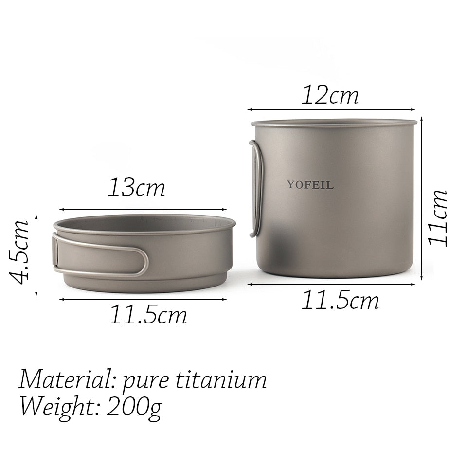 Camping Titanium Pot Outdoor Pot Marching BRS3000 Gas Stove Pure Titanium Tableware For Picnic Camping Cooking Set Hiking