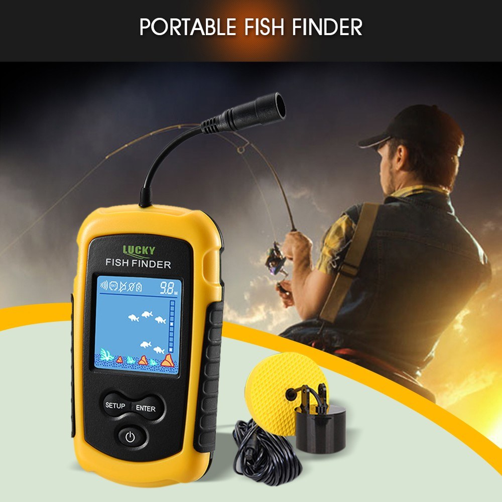 LCD Color Screen Portable Wired Fish Finder 100M Depth Range Sonar Echo Sounders Fishfinder