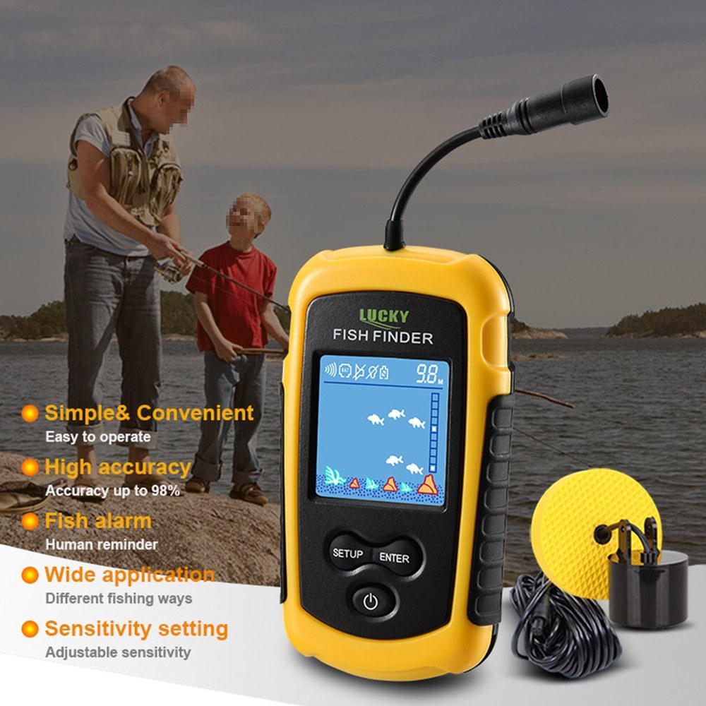 LCD Color Screen Portable Wired Fish Finder 100M Depth Range Sonar Echo Sounders Fishfinder