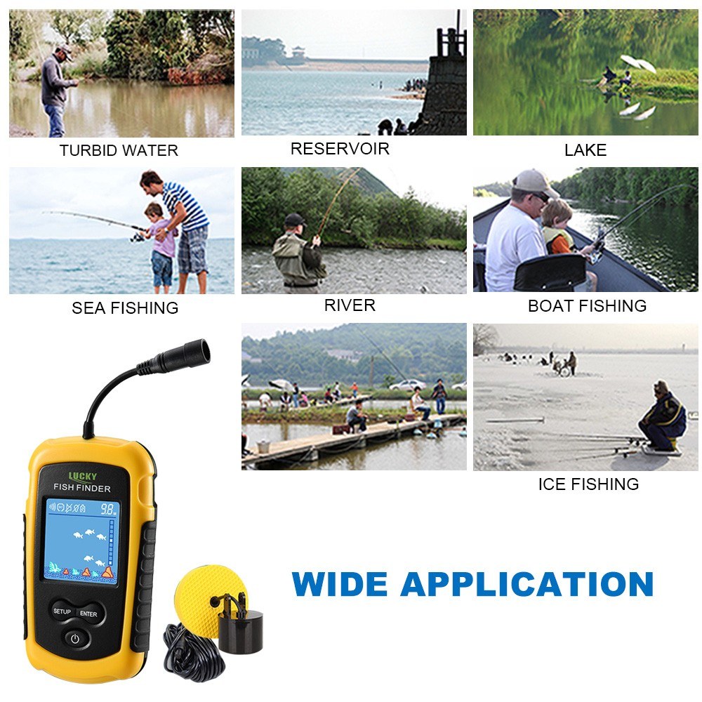 LCD Color Screen Portable Wired Fish Finder 100M Depth Range Sonar Echo Sounders Fishfinder