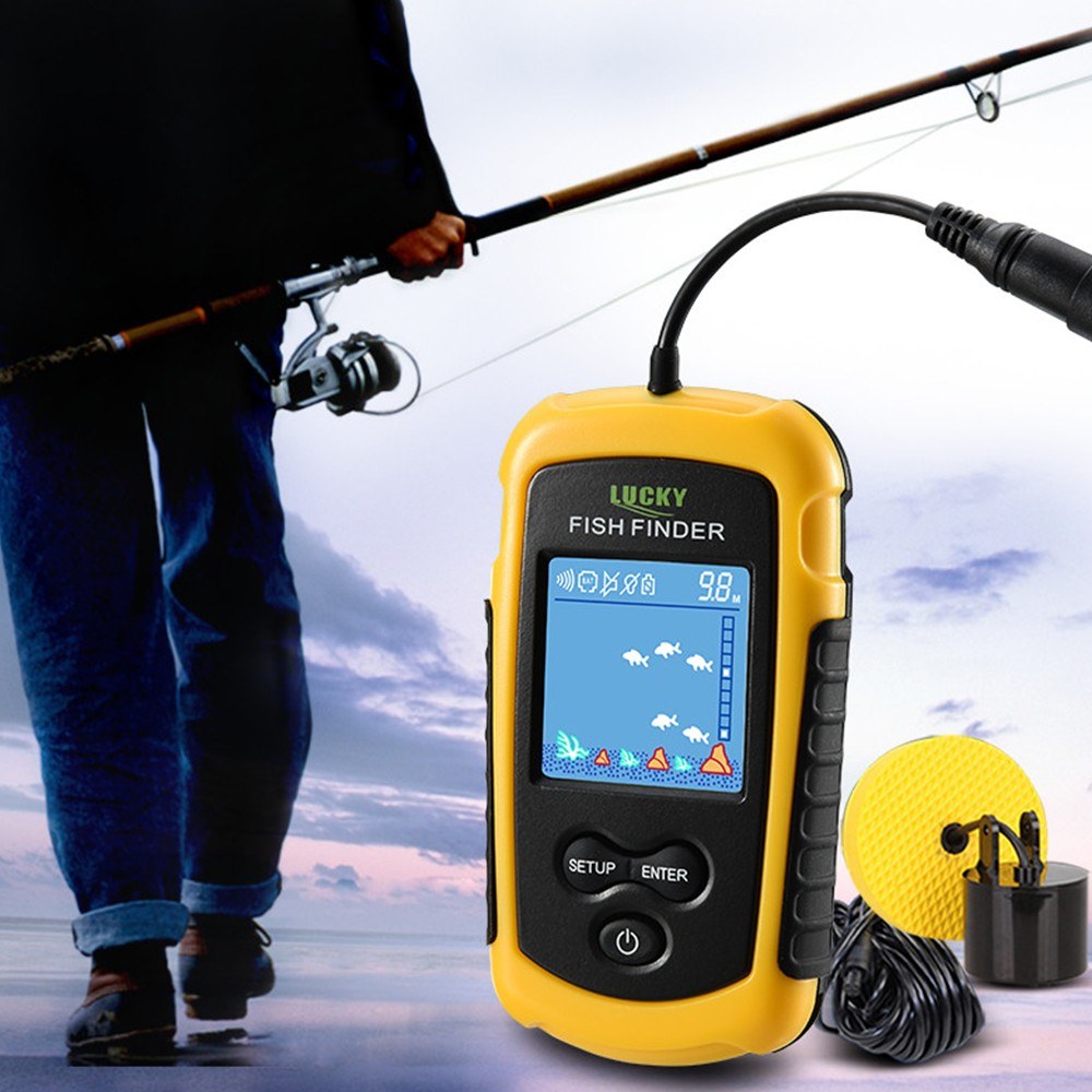 LCD Color Screen Portable Wired Fish Finder 100M Depth Range Sonar Echo Sounders Fishfinder