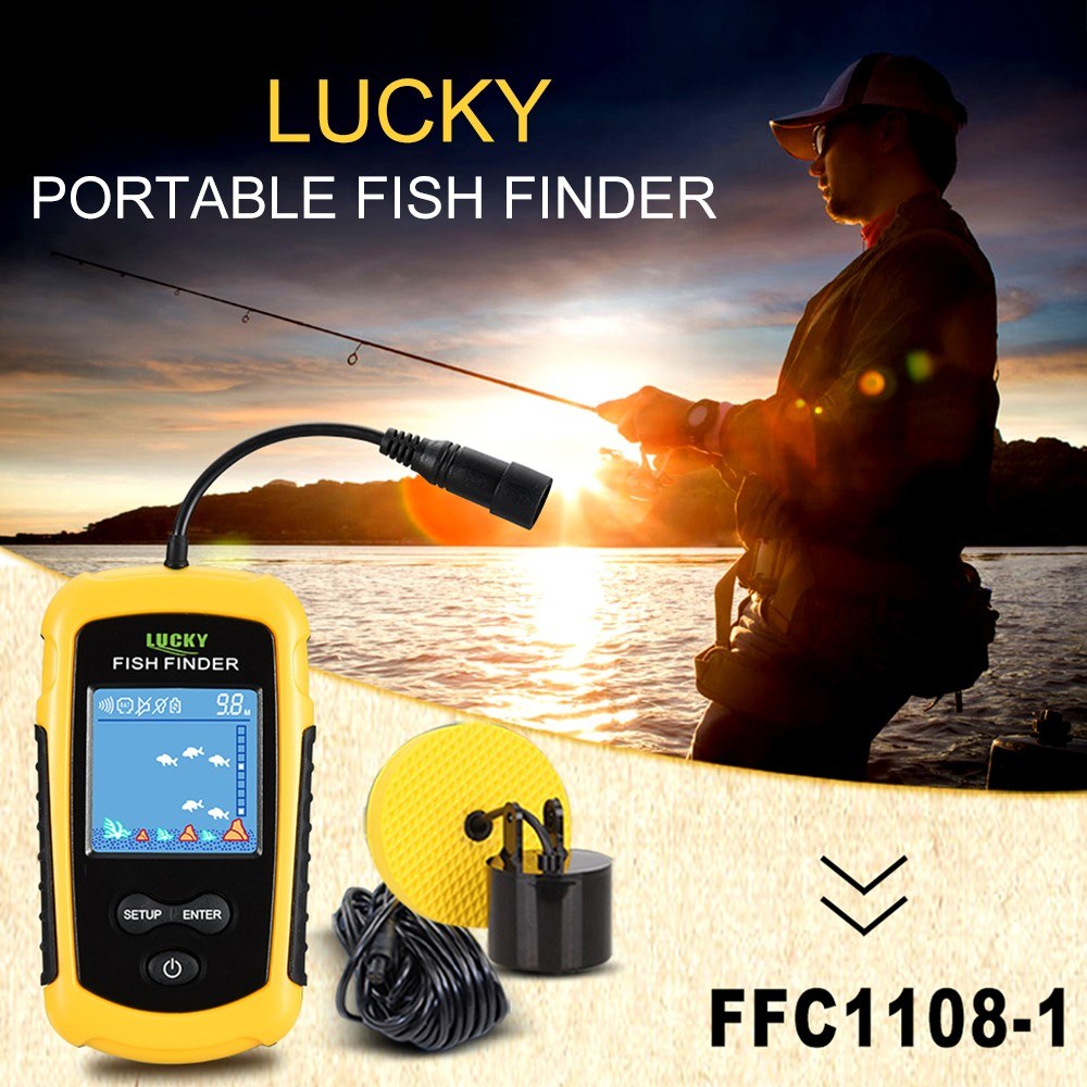 LCD Color Screen Portable Wired Fish Finder 100M Depth Range Sonar Echo Sounders Fishfinder