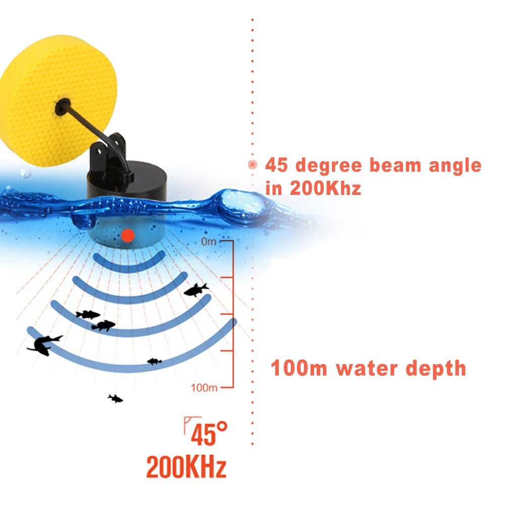 LCD Color Screen Portable Wired Fish Finder 100M Depth Range Sonar Echo Sounders Fishfinder