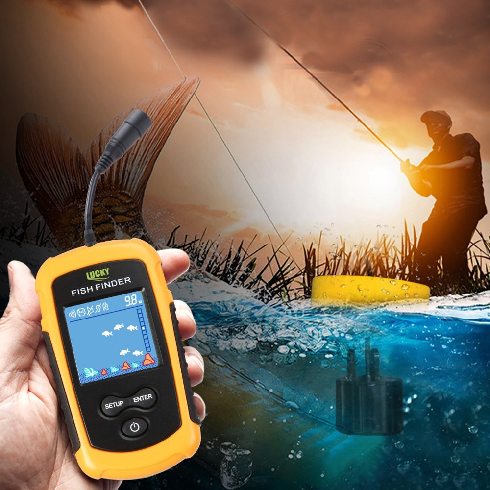 LCD Color Screen Portable Wired Fish Finder 100M Depth Range Sonar Echo Sounders Fishfinder