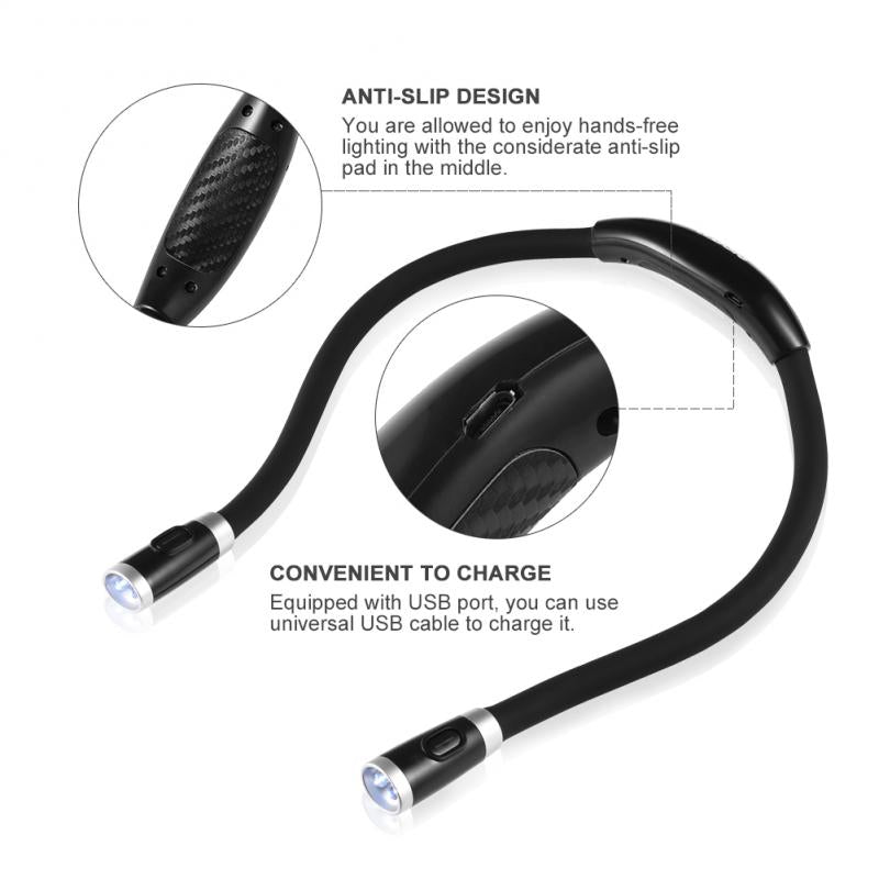 Flexible Handsfree LED Neck Light Super-bright Reading Lamp Novelty Book Light Night Knitting Flashlight Camping Light