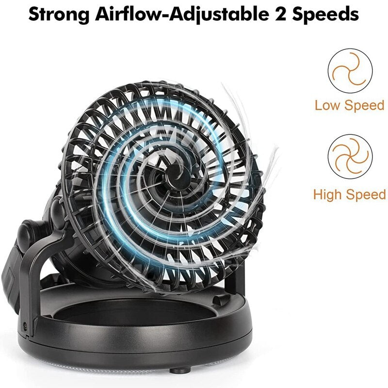 Camping Light Fan for Tent Portable Ceiling Fan with LED Light Camping Hanging Lantern for Survival Hiking Emergency