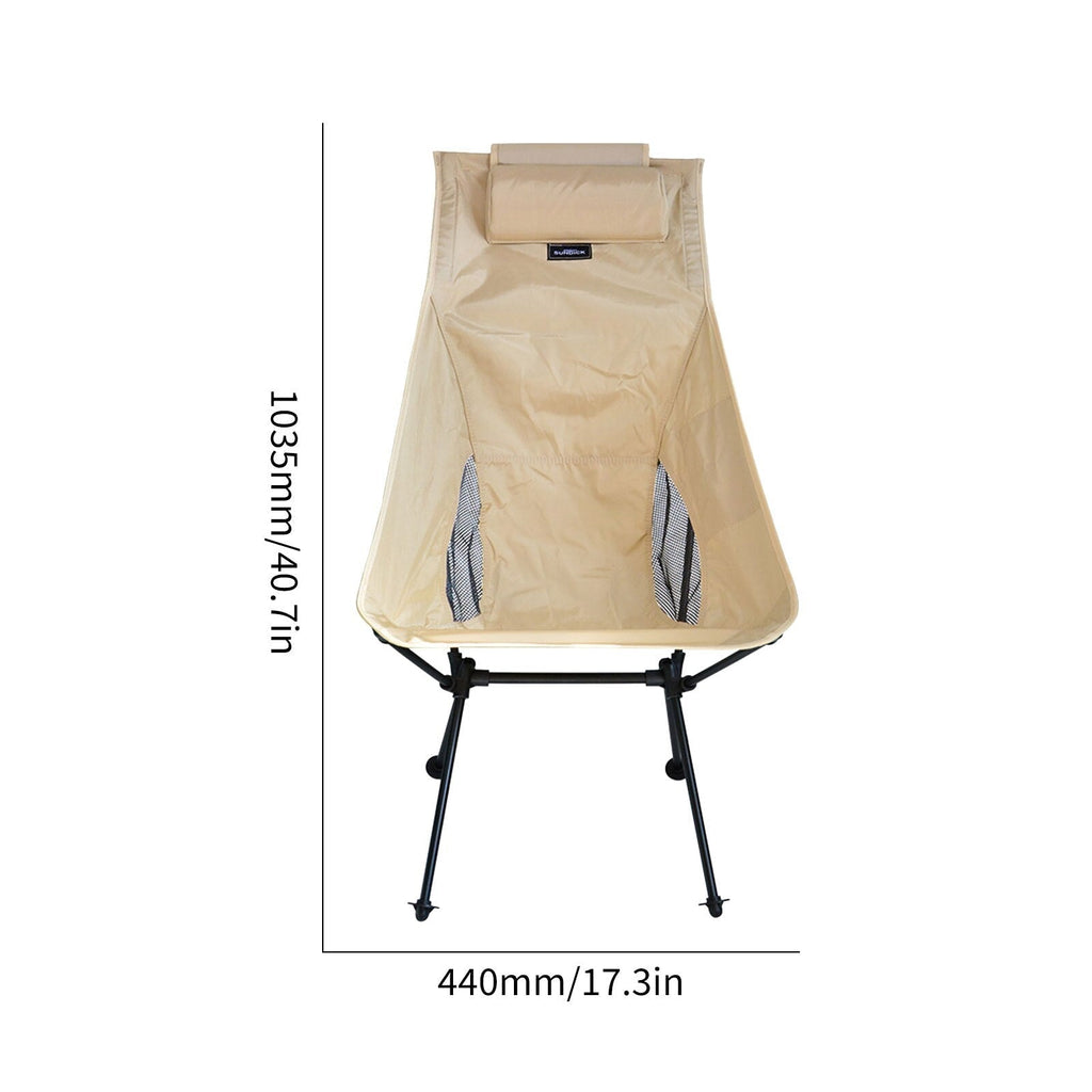 Portable High Back Folding Camping Chair Pillow Waterproof Outdoor Collapsible Moon Chair Back Support Travel Picnic Fishing