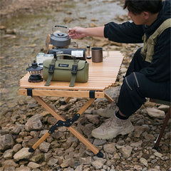 Outdoor Cassette Stove Storage Bag Canvas Double Layer Snap with Handle Camping Hiking Home Kitchen Protected Bag