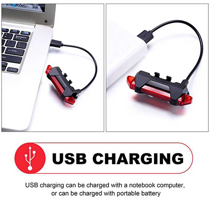 Bike Bicycle Light LED Rechargeable Tail Light USB Rear Tail Warning Safety Bike Light Super Bright Portable Flash Light