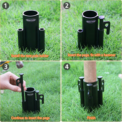 Rod Holders for Fixing Windproof Tent Poles Tarp Pole Nails Fixing Holders Canopy Base Fixtures Pegs