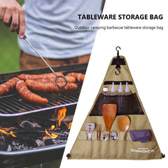 Waterproof Tableware Storage Bag 900D Oxford Fabric Outdoor Camping BBQ Tableware Storage Bag