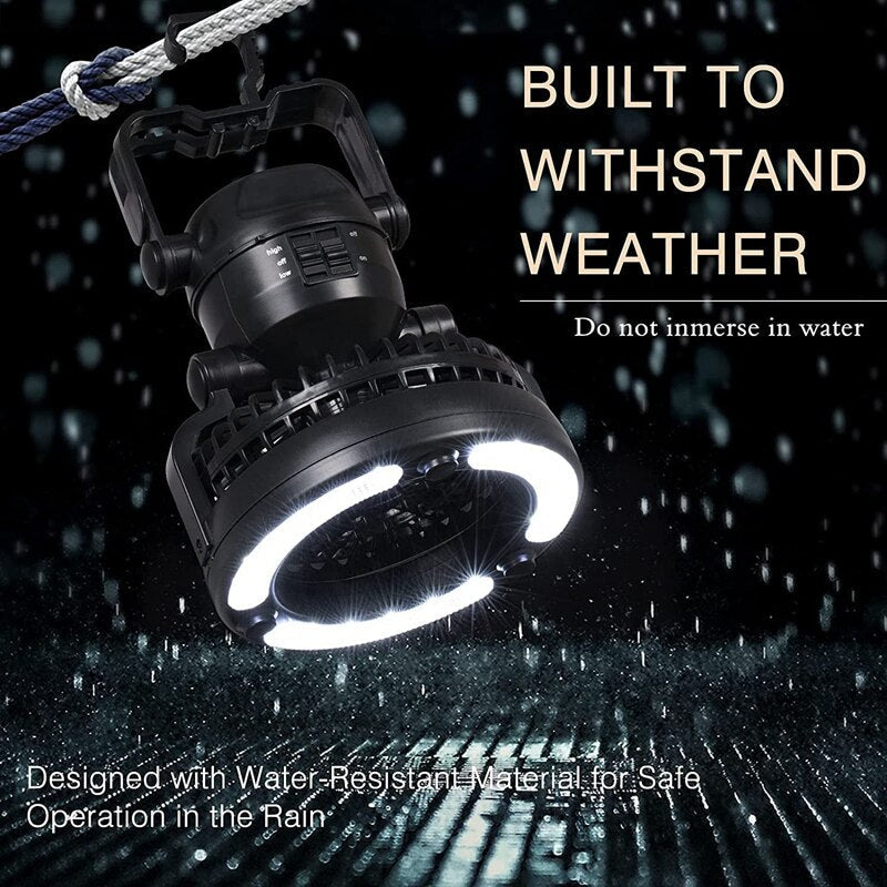 Camping Light Fan for Tent Portable Ceiling Fan with LED Light Camping Hanging Lantern for Survival Hiking Emergency