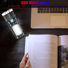 Plastic 4 Lighting Light 4 LED COB Flashlight Mini Portable hand lantern USB Rechargeable With Built-in 18650 Battery
