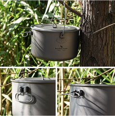 Big Capacity Titanium Camping Pot Outdoor Hanging Pot Portable Camping Picnic Water Cup