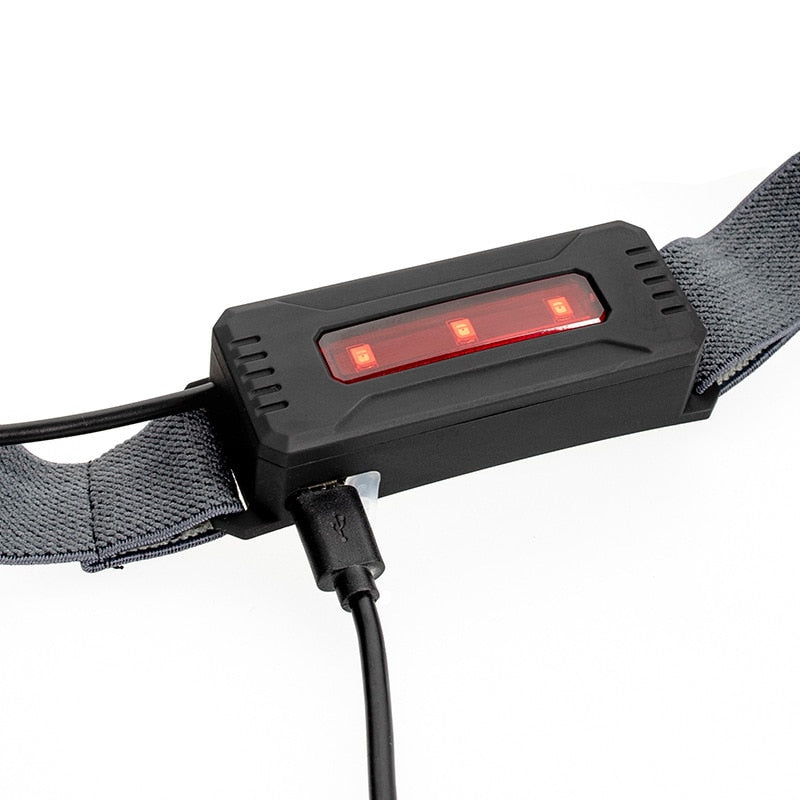 COB Led Headlamp Built-in Battery Rechargeable Headlight Head Waterproof Lamp White & Red Lighting for Camping Working