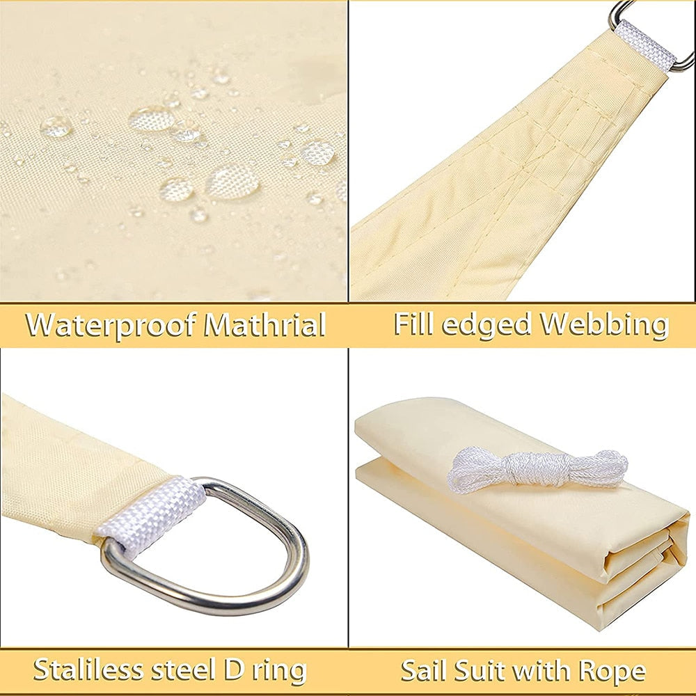 Summer outdoor waterproof and UV shade sail 300D Oxford cloth shade canvas garden terrace canopy camping sun shelter