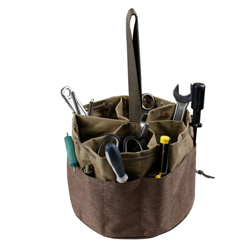 Outdoor Camping Canvas Cylinder Tool Bag Tool Bag Portable Drawstring Tool Storage Bag
