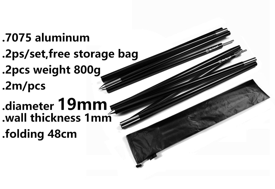 2 pack High Quality Outdoor Ultralight 7075 Aluminium Alloy Sun Shelter Support Rod Pole tarp poles