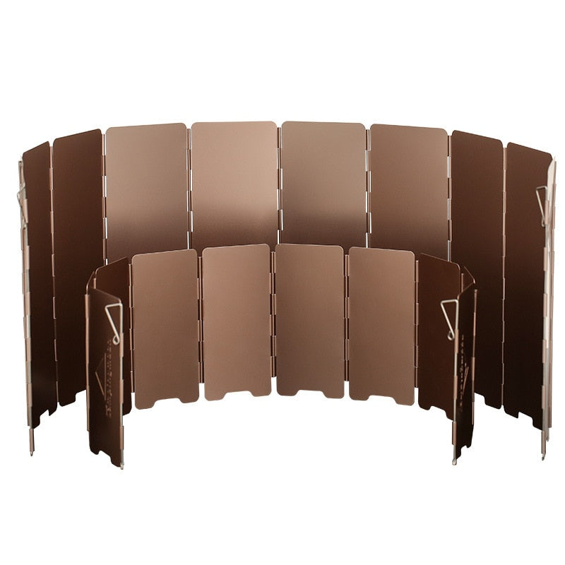 10 Plate Bronze-coloured Folding Outdoor Camping Cooking Gas Stove Windshield Aluminium Alloy Wind Screen Cooking Shield