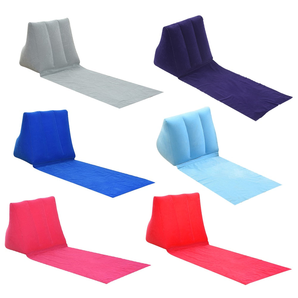 Foldable Soft Inflatable Beach Mat Festival Camping Leisure Lounger Back Pillow Cushion Chair Seat Air Bed Travel Mattress