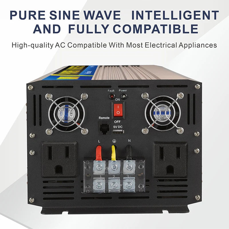 GreenZech DM 8000 Pro | 8000W Continuous 16000W Peak | Pure Copper Coil Industrial Inverter | 12V 24V 48V to 110V 220V
